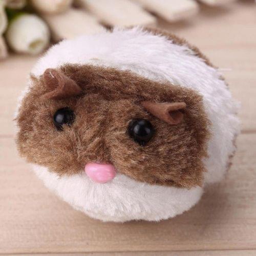 Cat Toy Plush Fur Toy Shake Movement Mouse Pet Kitten Rat Interactive Bite Toy(Brown)