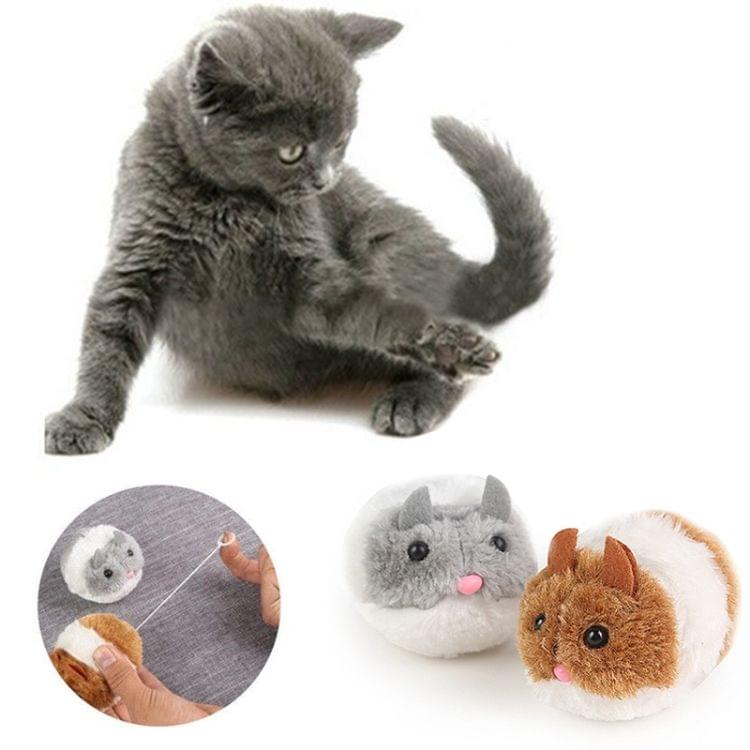Cat Toy Plush Fur Toy Shake Movement Mouse Pet Kitten Rat Interactive Bite Toy(Brown)