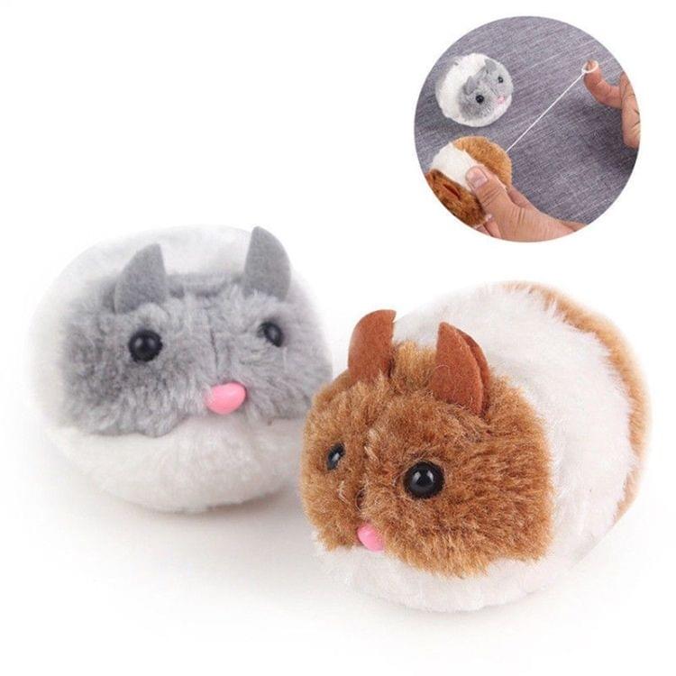 Cat Toy Plush Fur Toy Shake Movement Mouse Pet Kitten Rat Interactive Bite Toy(Brown)