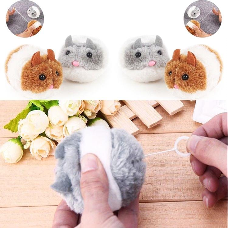 Cat Toy Plush Fur Toy Shake Movement Mouse Pet Kitten Rat Interactive Bite Toy(Brown)