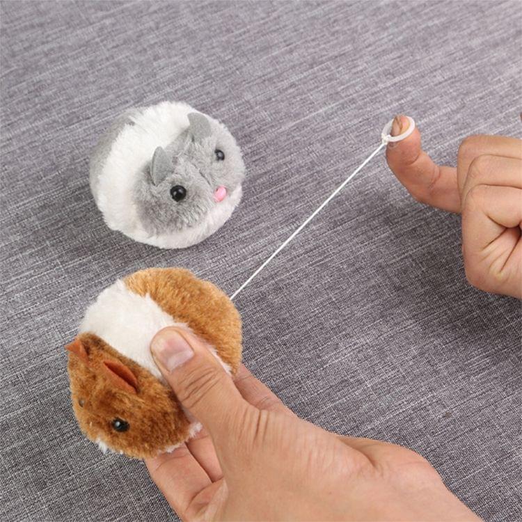 Cat Toy Plush Fur Toy Shake Movement Mouse Pet Kitten Rat Interactive Bite Toy(Brown)