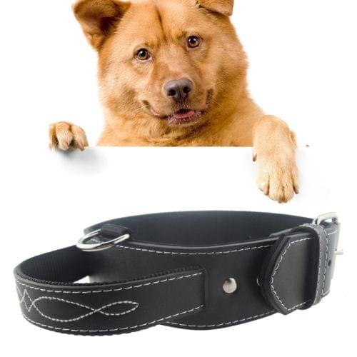 Leather Pet Dog Collar Pet Products for Big Pet, Size: 4.5*48.5cm(Black)