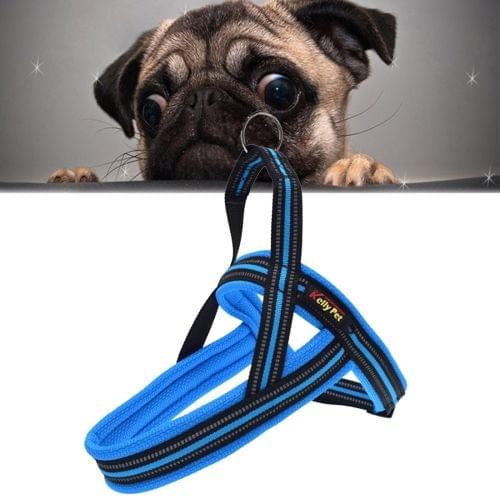 Pet Dogs A7 Reflective Polyester Chest Harness Lead Leash Traction Big Dogs Safety Chain Rope Collar, Size: M, 2.5*60*74cm (Blue)