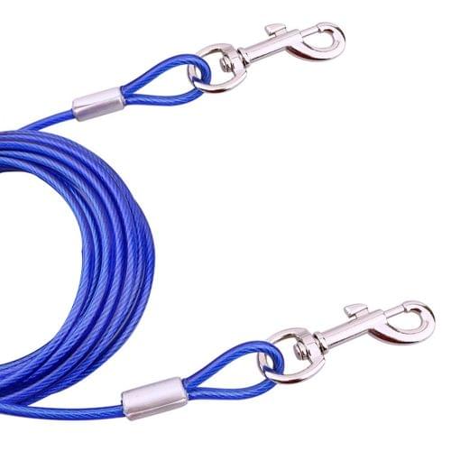 Double-end Steel Wire Rope Pet Dogs 2 in 1 Traction Rope Pet Walking Leads With Handle, Length: 5m,Random Color Delivery