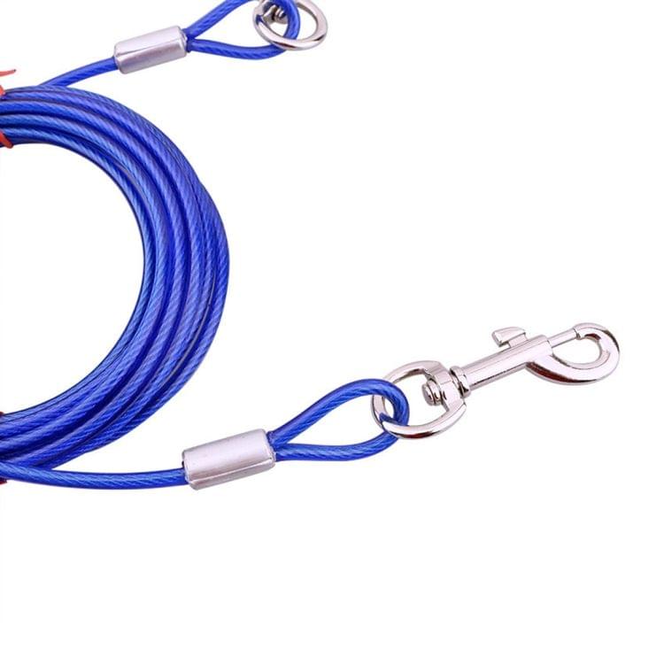 Double-end Steel Wire Rope Pet Dogs 2 in 1 Traction Rope Pet Walking Leads With Handle, Length: 5m,Random Color Delivery