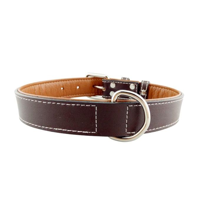 Leather Pet Dog Collar Pet Products Big Dog Collar, Size: L, 2.5 * 51cm(Coffee)