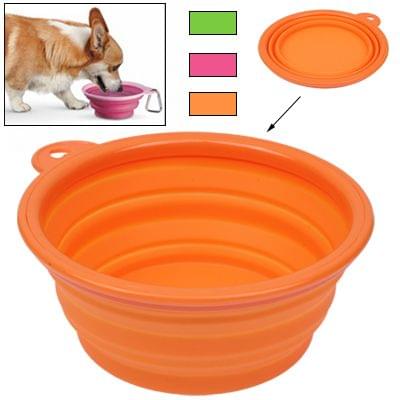 Portable Stretchable Silicon Food Feeder Dish Serving Bowl Water Container for Cat Dog Pet (Random Color Delivery)
