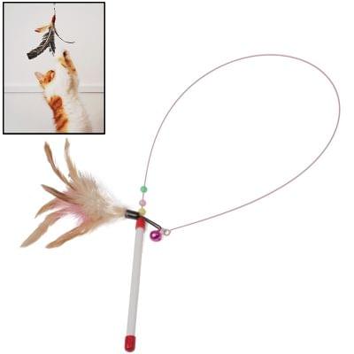 Colorful Feather Design Tease Cat Stick Cat Catcher Teaser Toy (Random Color Delivery)