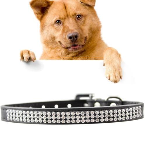 PU Diamond Studded Pet Collar Dog Collar Pet Products, Size: XS, 1.3 * 30cm(Black)