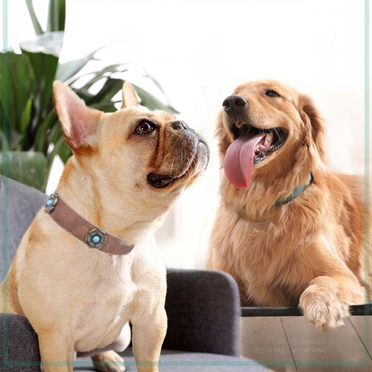 Rhinestone Crystal Leather Dog Collar for Medium Large Dog Pet Products, Size: 3.0 * 60cm(Brown)