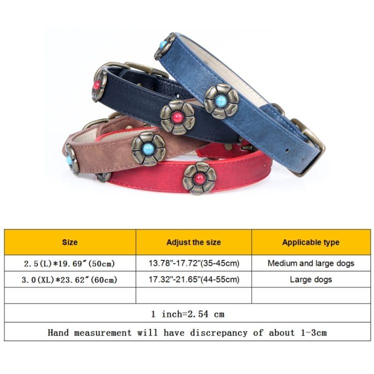 Rhinestone Crystal Leather Dog Collar for Medium Large Dog Pet Products, Size: 3.0 * 60cm(Brown)