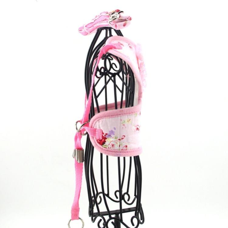 Pet Cat Dog Harness Floral Dog Vest Walking Leads Leash, Size:L(Pink)