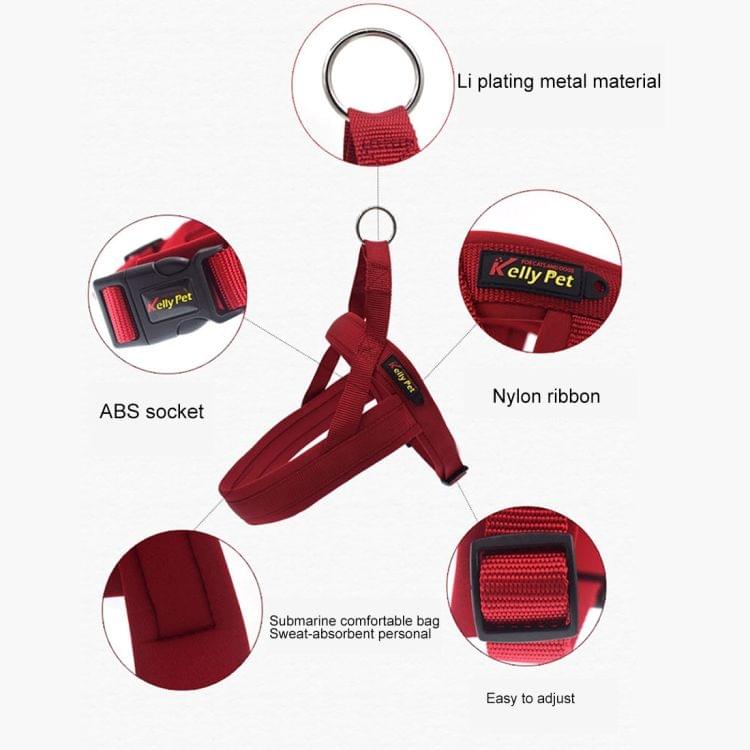 Pet Dogs Nylon Comfortable O-ring A7 Chest Harness Lead Leash, Size: M, Adjustable Range: 60-74cm(Blue)