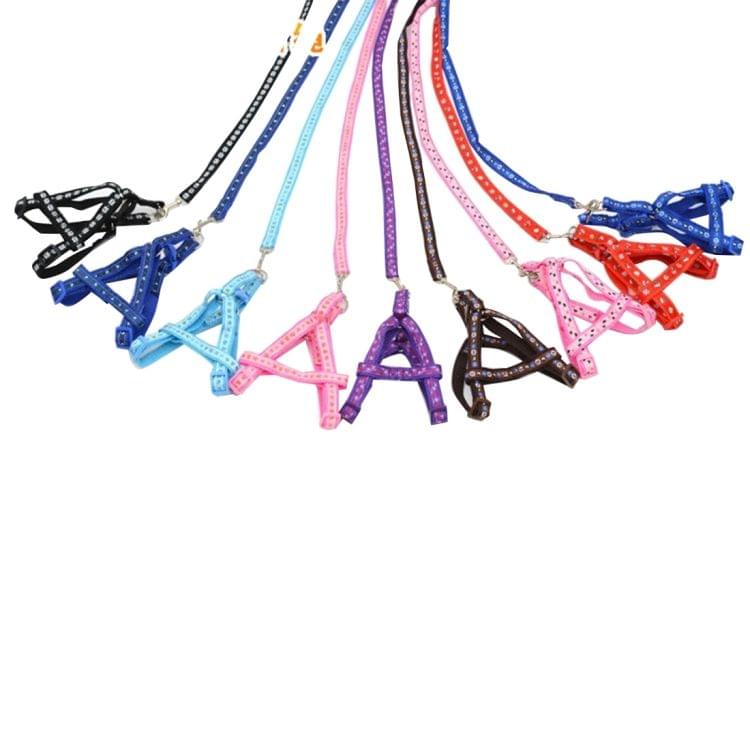 Fashion Nylon Printed Pet Cat Adjustable Harness Lead Leash Collar Belt, M, Adjustable Range: 25-40cm, Length: 120cm(Dark Blue)