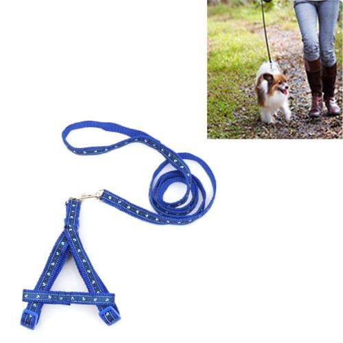 Fashion Nylon Printed Pet Cat Adjustable Harness Lead Leash Collar Belt, M, Adjustable Range: 25-40cm, Length: 120cm(Dark Blue)