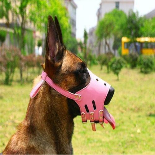 Pet Supplies Dog Mouth Cover PU Anti-bite Anti-calling Large Dog Mask, Size:L(Pink)