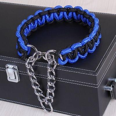Large Dog German Shepherd Walk the Dog P Chain Necklet Collar for Medium and Large Dogs, Color:Blue Black(L)