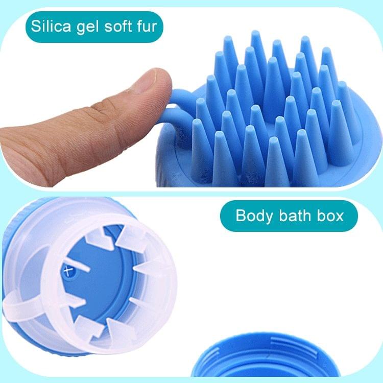 Multi-function PP + Silicone Pet Bath Massage Brush with Bath Foam Storage, Size: 8*11cm (Blue)