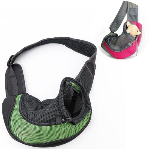 Dog and Cat Sling Carrier Hands Free Reversible Pet Papoose Bag, Size：Small(Green)