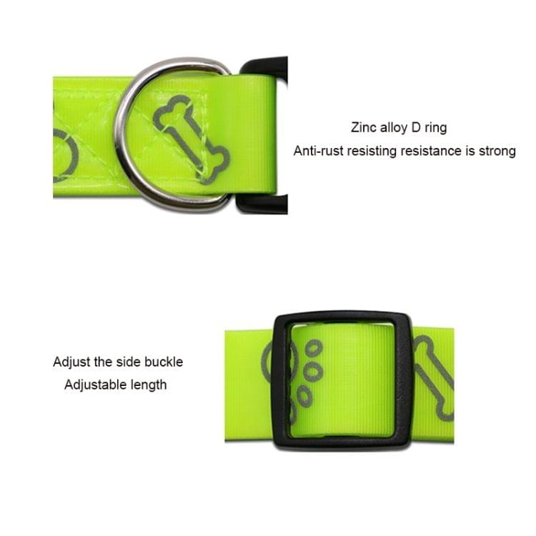 TPU Material Reflective Waterproof Adjustable Dual Loop Green Pattern Pet Dogs Collar, Size: L, Collar Size: 37-65 cm