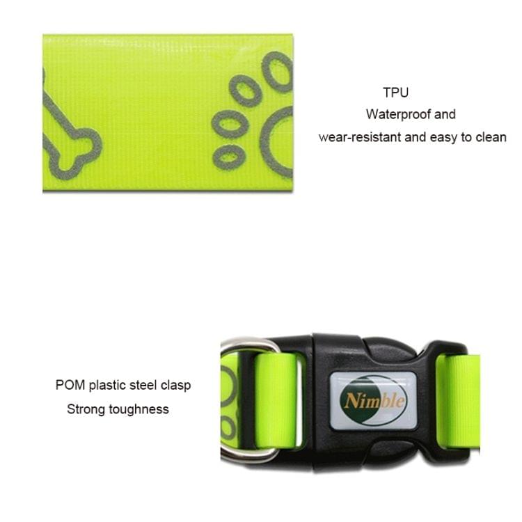 TPU Material Reflective Waterproof Adjustable Dual Loop Green Pattern Pet Dogs Collar, Size: L, Collar Size: 37-65 cm