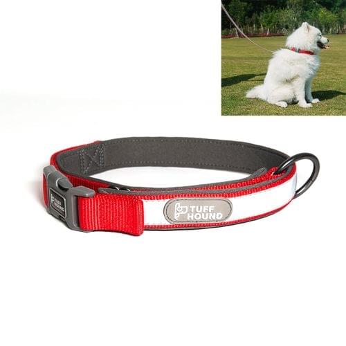 1427 Nylon + Submersible + Reflector Bar Adjustable Dog Collar, Adjustable Range: 2.5x(50-66)cm,Size:L(Red)