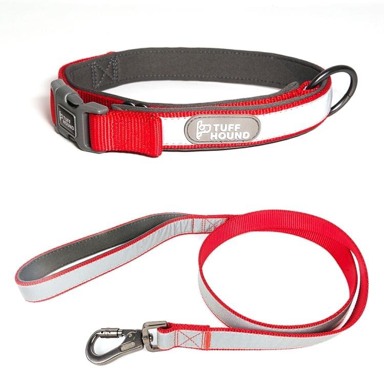 1427 Nylon + Submersible + Reflector Bar Adjustable Dog Collar, Adjustable Range: 2.5x(50-66)cm,Size:L(Red)