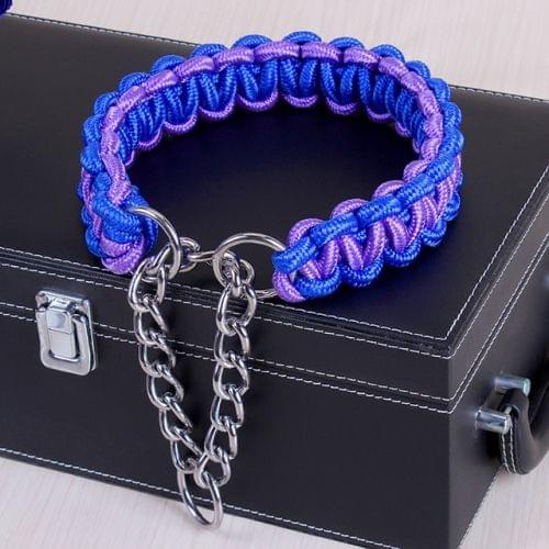 Large Dog German Shepherd Walk the Dog P Chain Necklet Collar for Medium and Large Dogs, Color:Blue Purple(M)