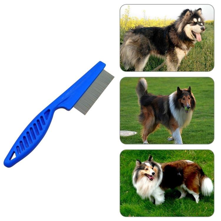 5 PCS Pet Cats Dogs Supplies Combs Fine Toothed Stainless Steel Needle Fleas Removal Combs, Length: 18.5cm (Blue)