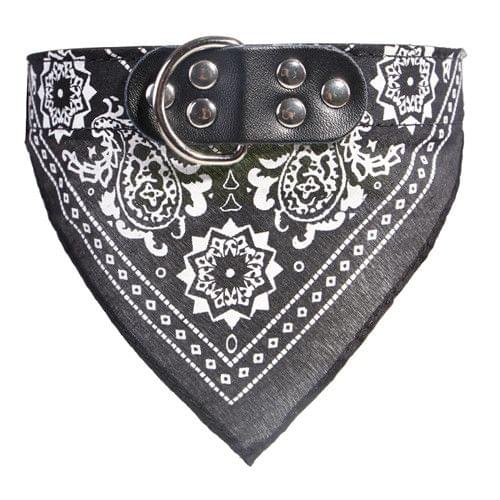 Adjustable Dog Bandana Leather Printed Soft Scarf Collar Neckerchief for Puppy Pet, Size:M(Black)
