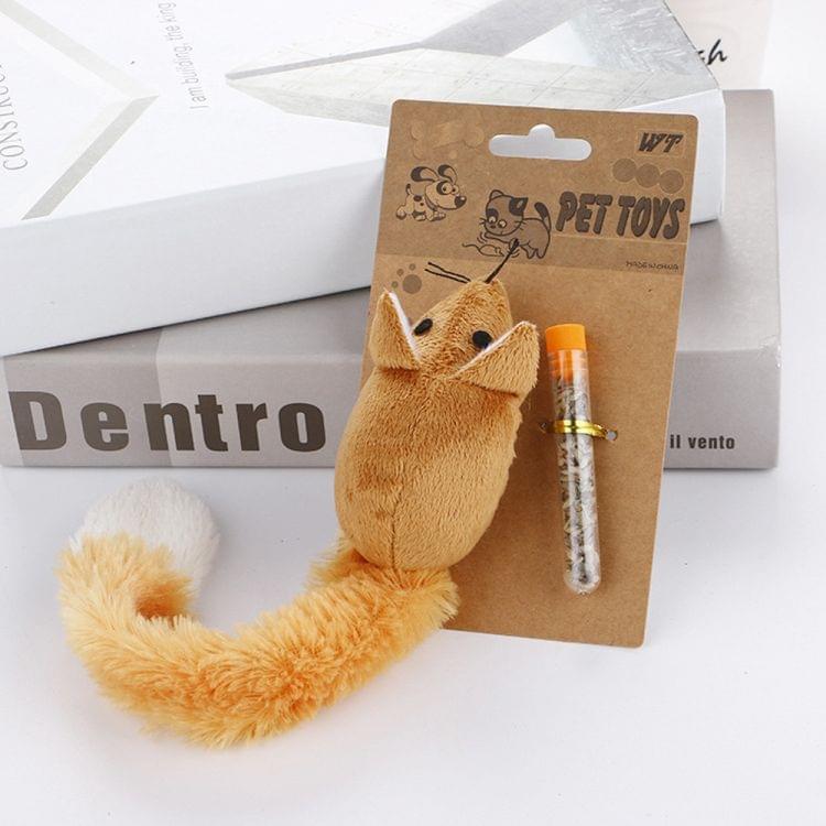 Animal Toy Pet Plush Chew Toy with Catnip Cat Clean Teeth Training Tool, Size:30cm(Coffee)
