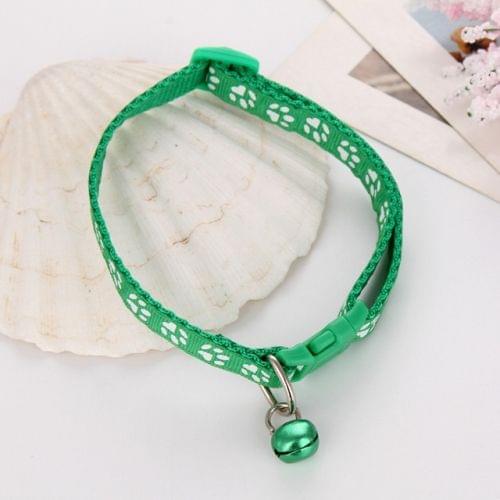 5 PCS Easy Wear Cat Dog Collar With Bell Adjustable Buckle Dog Collar Cat Puppy Pet Supplies(Green)