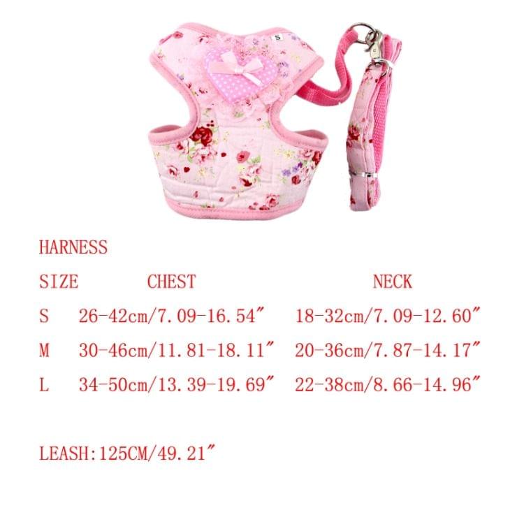 Pet Cat Dog Harness Floral Dog Vest Walking Leads Leash, Size:S(Yellow)