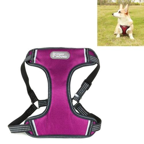Tuffhound 1619 Adjustable Dog Harness Lead Leash Collar Belt,Size:M, 2x(50-73)cm(Purple)