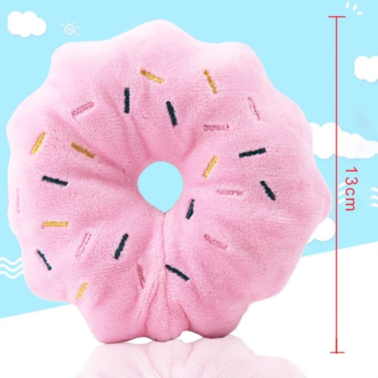 13cm Pet Dog Puppy Cat  Donut Tugging Chew Squeaker Quack Sound Play Toys(Brown)