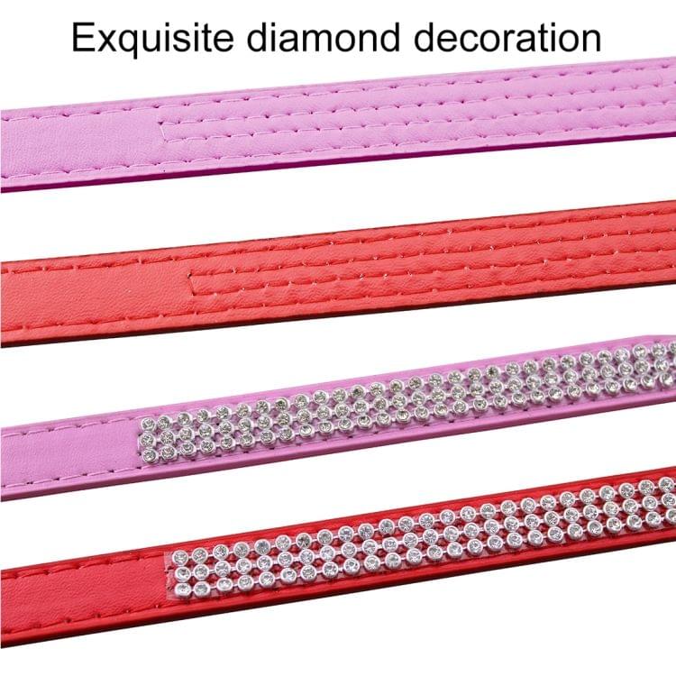 PU Diamond Studded Pet Collar Dog Collar Pet Products, Size: XS, 1.3 * 30cm(Pink)