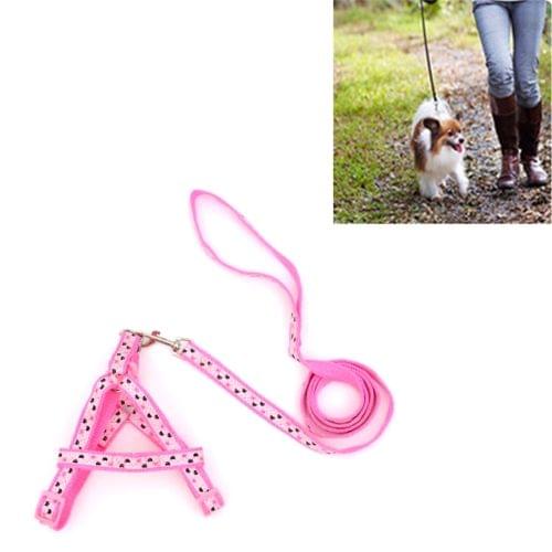 Fashion Nylon Printed Pet Cat Adjustable Harness Lead Leash Collar Belt, L, Adjustable Range: 33-50cm, Length: 120cm(Pink)