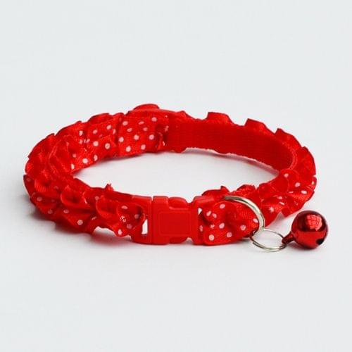 10 PCS Lovely Adjustable Buckle Collar Cat Dog Lace Collar with Bell(Red)