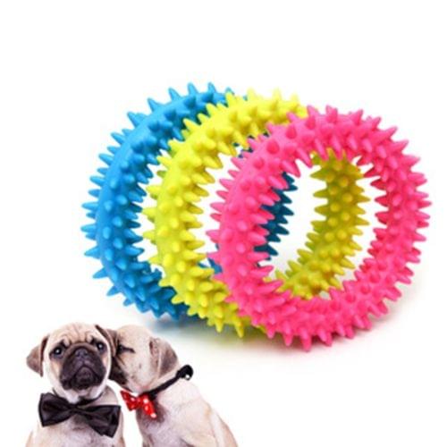 Rubber Pet Training Spinose Ring Non-toxic Playing Chew Toys, Size: 12.5cm, Random Color Delivery