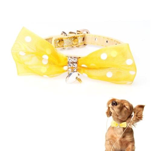 Pet Collar With Bowtie for Medium Small Dog Cat, Size: 1.3 * 35cm(Gold)