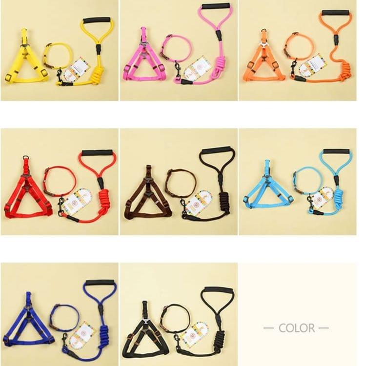 Pet Dog Collar + Harness + Leash Three Sets, M, Harness Chest Size: 43-67cm, Collar Neck Size: 33-52cm, Pet Weight: 15kg Below(Black)