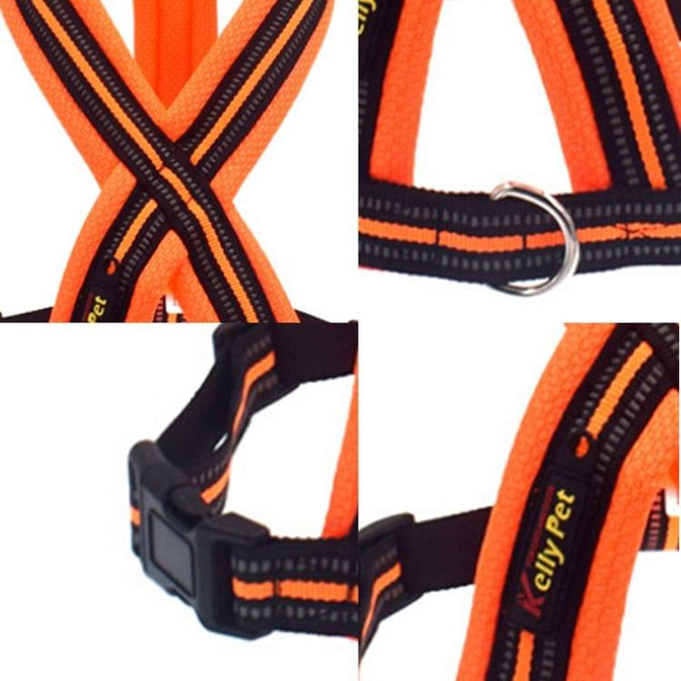 Pet Dogs Nylon Reflective Breathable Comfortable X6 Chest Harness Lead Leash, Width: 2.5cm, Adjustable Range: 57-72cm(Orange)