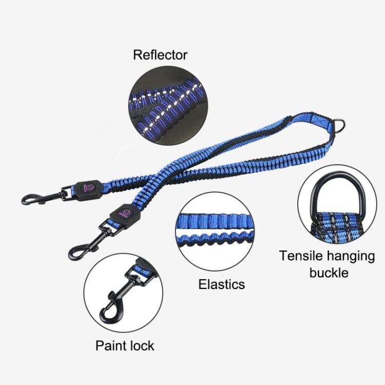Pet Telescopic Buffer Double Traction Rope Nylon Reflective Braided Rope, Medium, Length: 97cm, Random Color Delivery