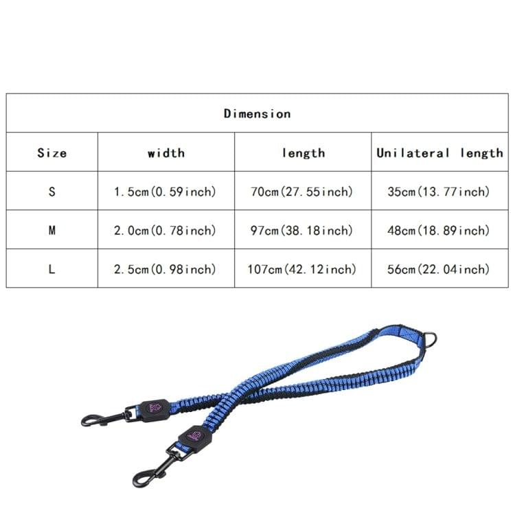 Pet Telescopic Buffer Double Traction Rope Nylon Reflective Braided Rope, Medium, Length: 97cm, Random Color Delivery