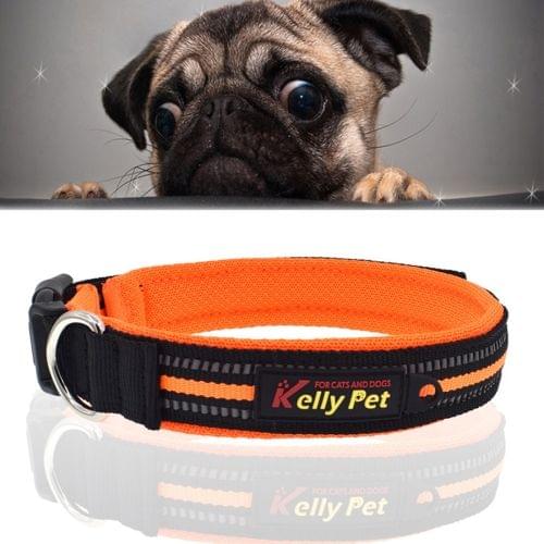Pet Dogs Polyester Reflective Breathable Pets Collar Traction Lead Leash, Size: M, 2.5*42*47cm (Orange)