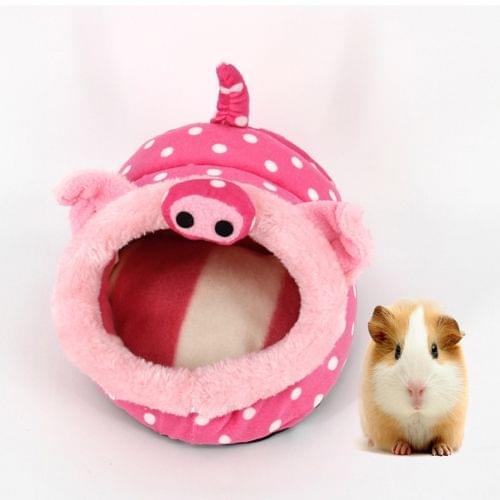 Lovely Mini Pink Pig Shape Guinea Pig Pet Beds, Comfortable Spider Hamster Cotton Pet House, Size: S, 19*17*13 cm, Random Color and Style Delivery