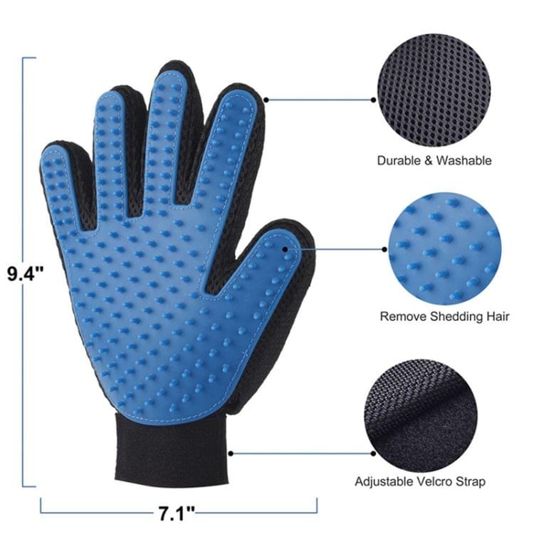 Right Hand Five Finger Deshedding Brush Glove Pet Gentle Efficient Massage Grooming(Pink)