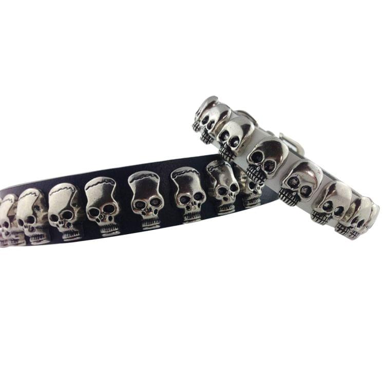 Leather with Skull Designs Pet Dog Collar Pet Products, Size: 1.5 * 37cm(White)