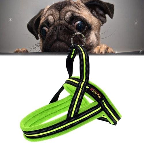 Pet Dogs A7 Reflective Polyester Chest Harness Lead Leash Traction Big Dogs Safety Chain Rope Collar, Size: XS, 2.0*42*50cm (Green)