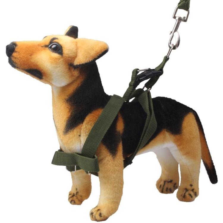 Green Army Pets Harness Training Lead Leash Traction Dog Safety Chain Rope, Rope Diameter: 1.2cm, Back Bandwidth: 2.0cm, Rope Length: 1.1m